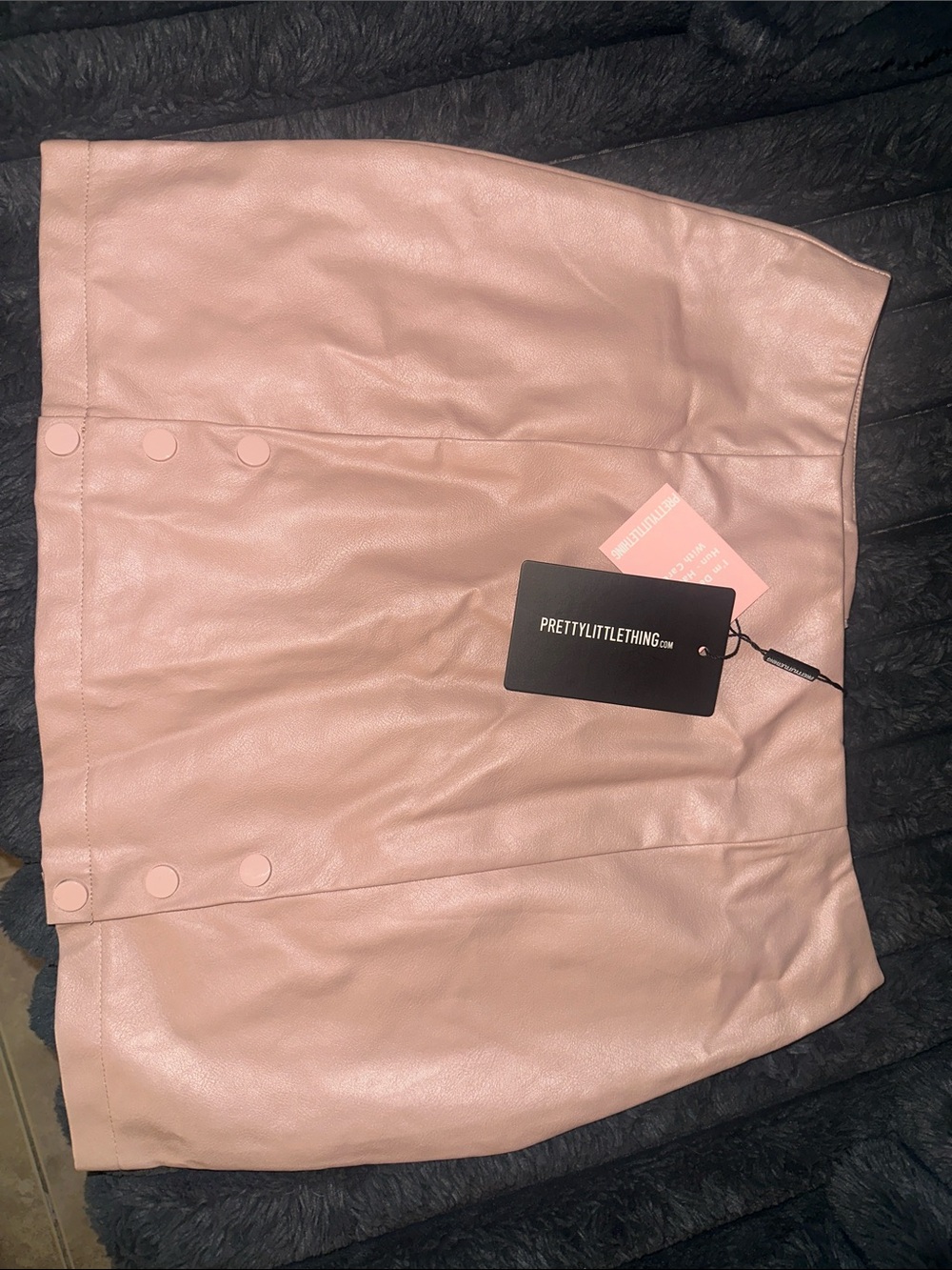 PrettyLittleThing Blush Pink Faux Leather Button-Front Mini Skirt
